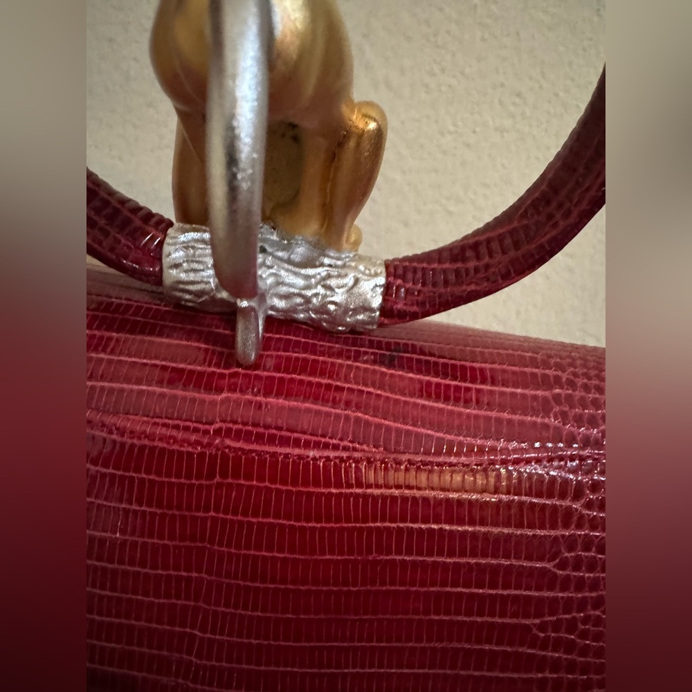 Lee Wolfe Monkey Purse Bag Lizard Red - Picture 6 of 11